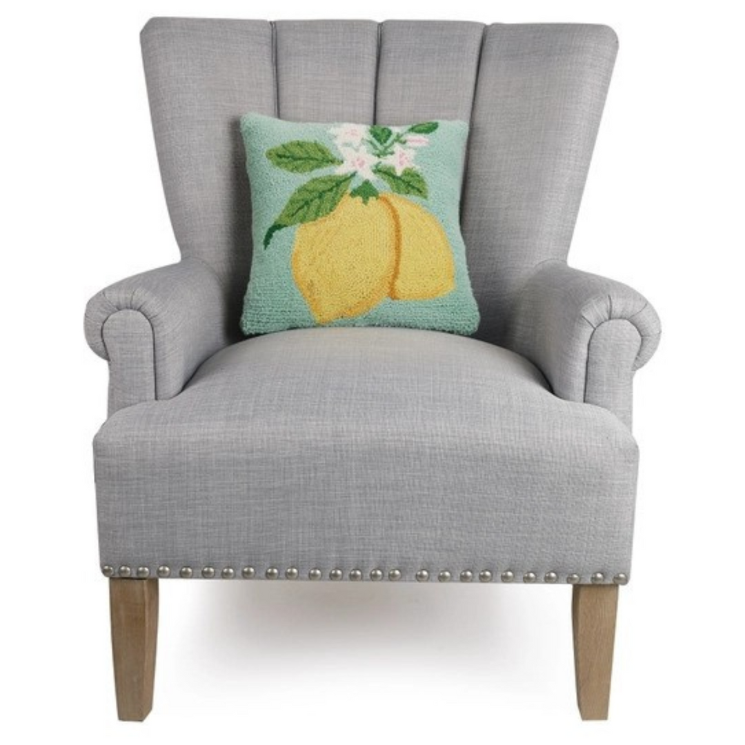 Lemon Wool Hooked Throw Pillow