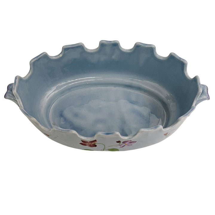 Longchamp French Faience Lavender Scalloped Jardiniere