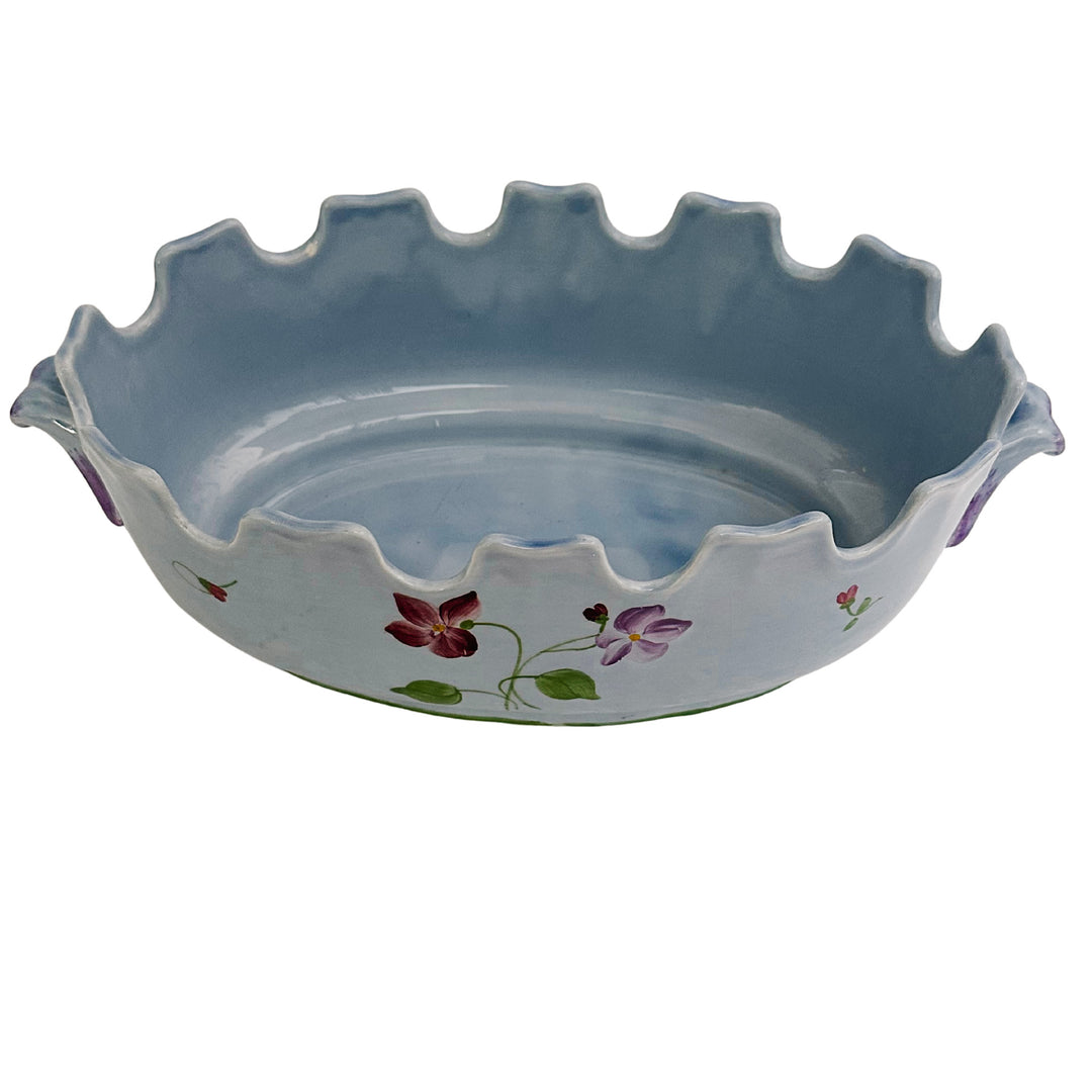 Longchamp French Faience Lavender Scalloped Jardiniere
