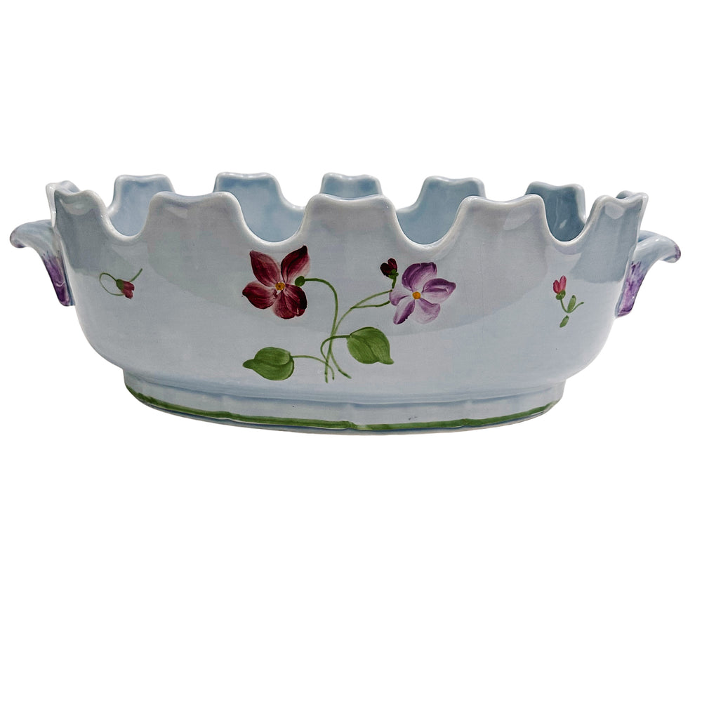 Longchamp French Faience Lavender Scalloped Jardiniere