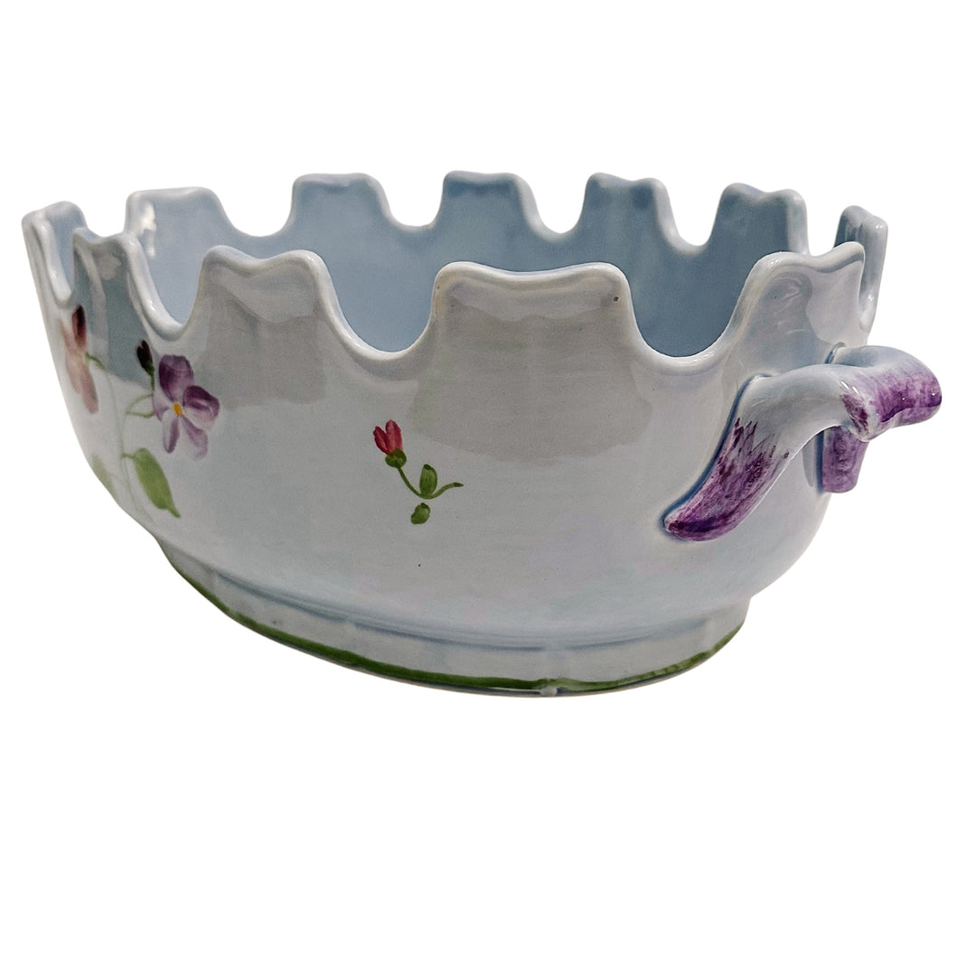 Longchamp French Faience Lavender Scalloped Jardiniere