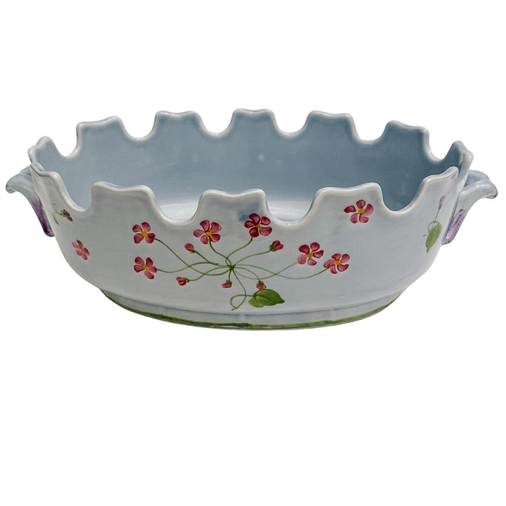 Longchamp French Faience Lavender Scalloped Jardiniere