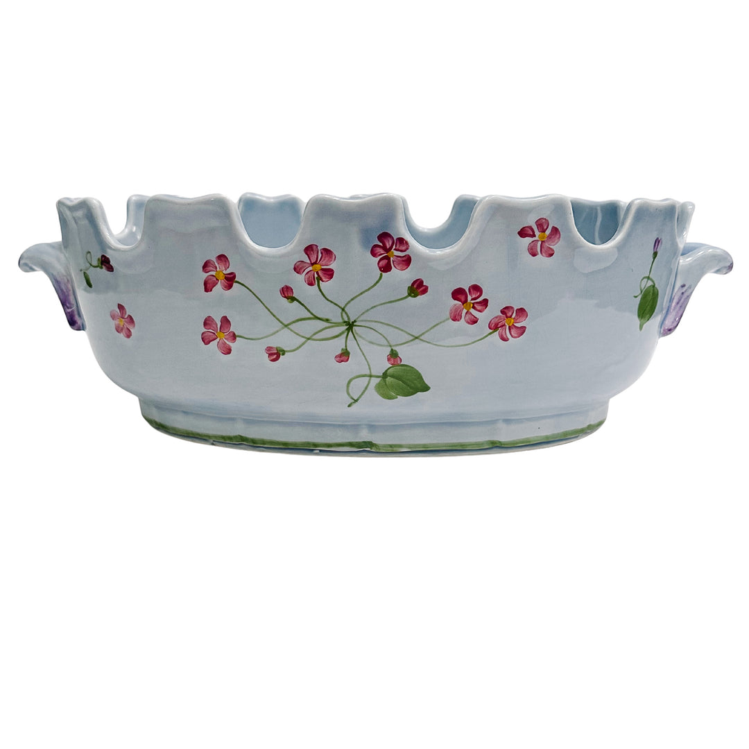 Longchamp French Faience Lavender Scalloped Jardiniere