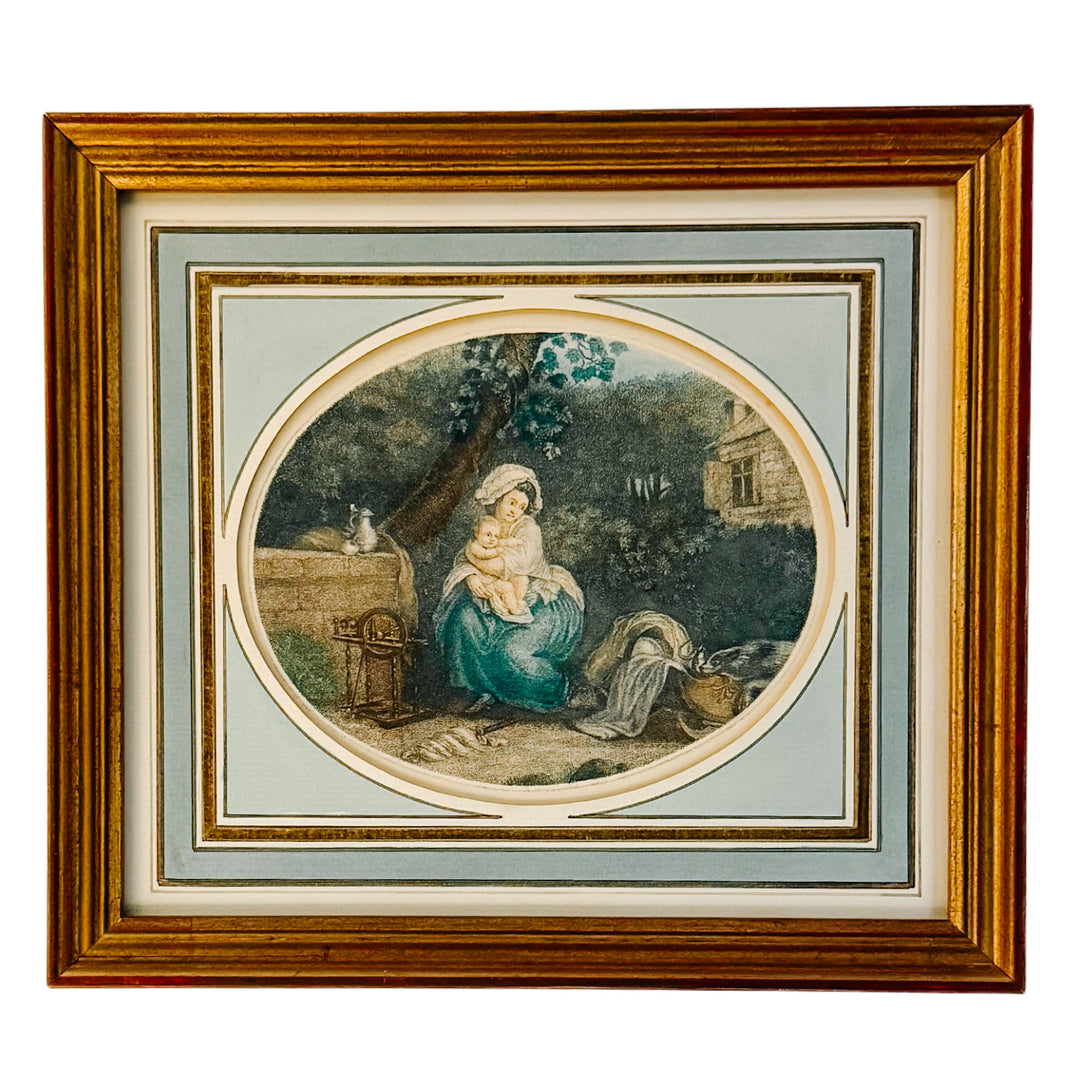 Early 20th Century Pair of 18th C. Louis XVI Style French Stipple Engravings Reproduction