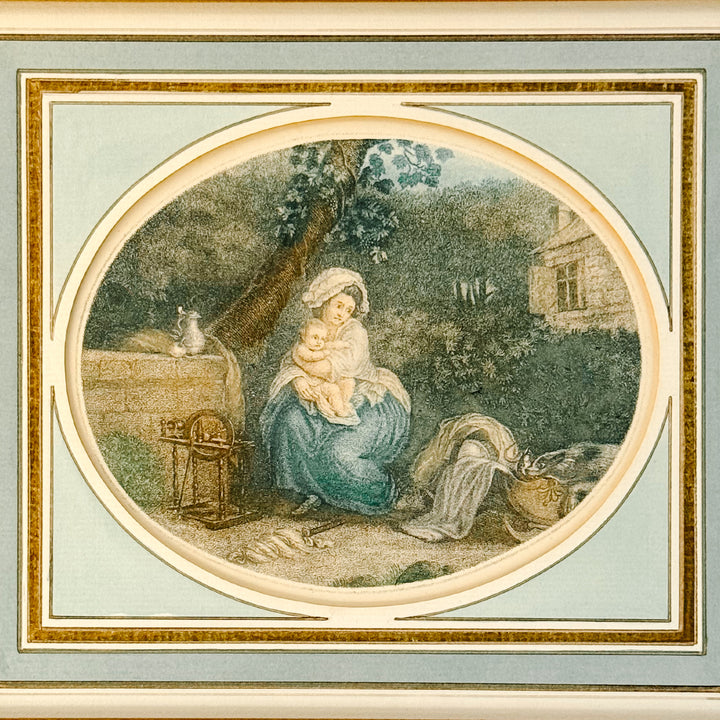 Early 20th Century Pair of 18th C. Louis XVI Style French Stipple Engravings Reproduction