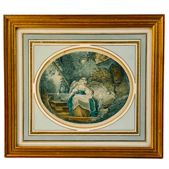 Early 20th Century Pair of 18th C. Louis XVI Style French Stipple Engravings Reproduction