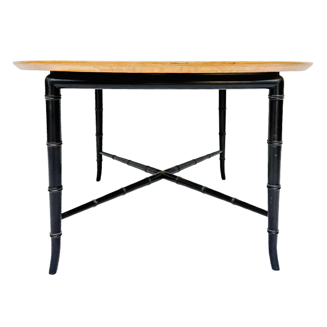 MCM Kittinger Oval Coffee Table on Lacquered Faux Bamboo Base 