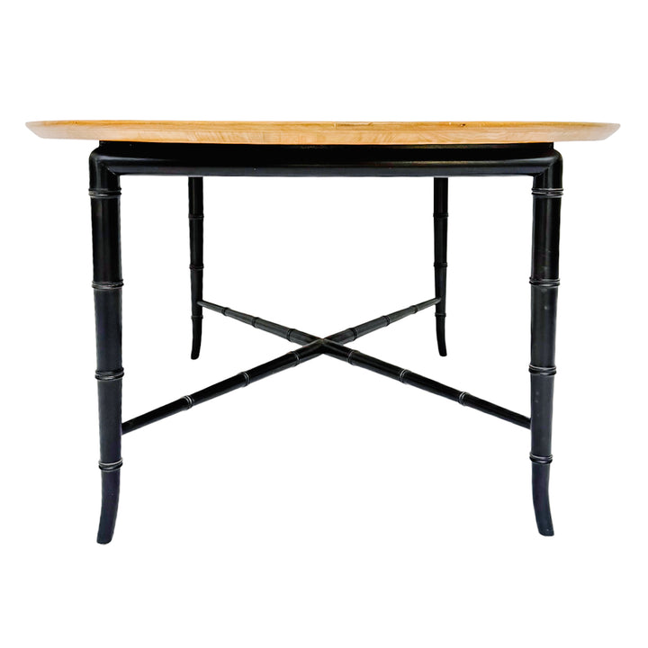 MCM Kittinger Oval Coffee Table on Lacquered Faux Bamboo Base 