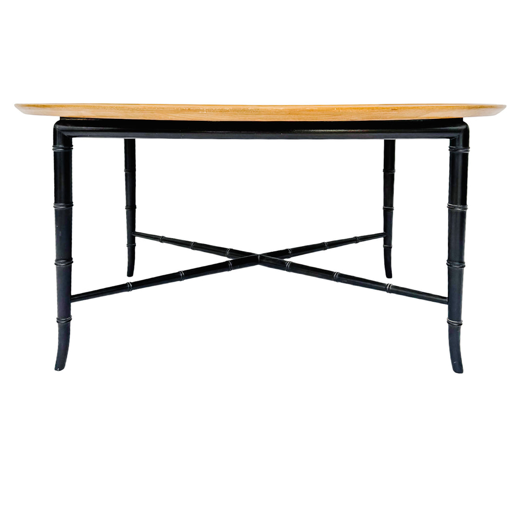 MCM Kittinger Oval Coffee Table on Lacquered Faux Bamboo Base 