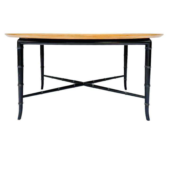 MCM Kittinger Oval Coffee Table on Lacquered Faux Bamboo Base 
