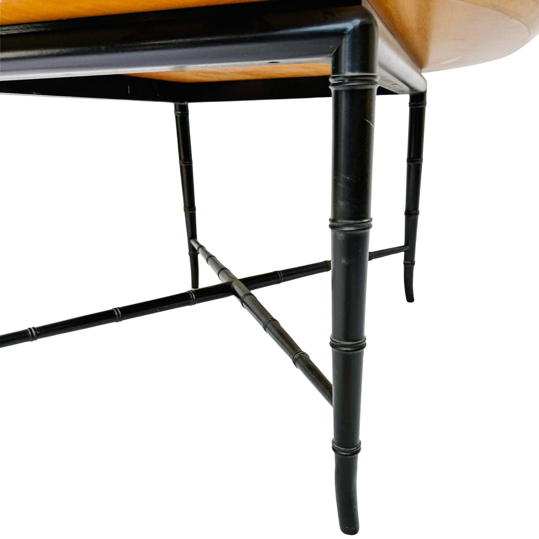 MCM Kittinger Oval Coffee Table on Lacquered Faux Bamboo Base 