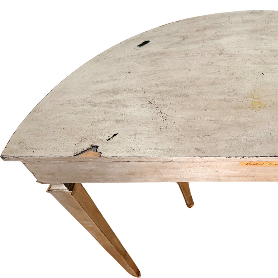 Maitland-Smith Silver Leaf & Gilt Neoclassical Demilune Console Table