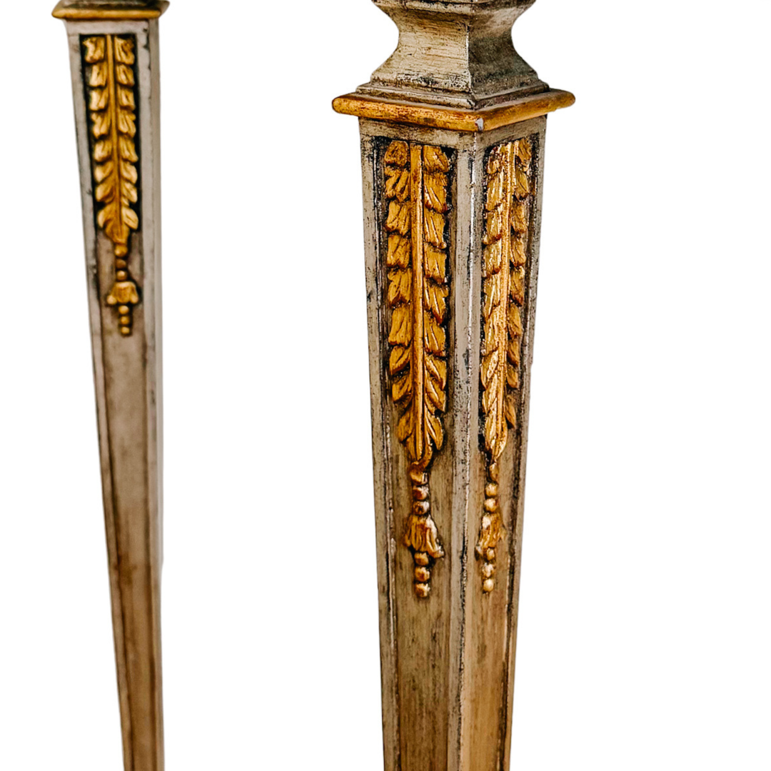 Maitland-Smith Silver Leaf & Gilt Neoclassical Demilune Console Table