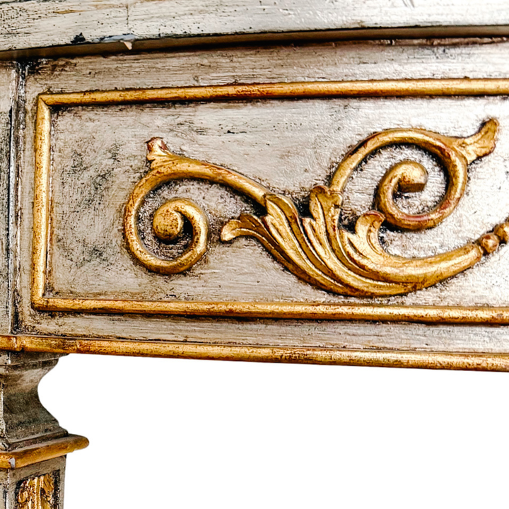 Maitland-Smith Silver Leaf & Gilt Neoclassical Demilune Console Table