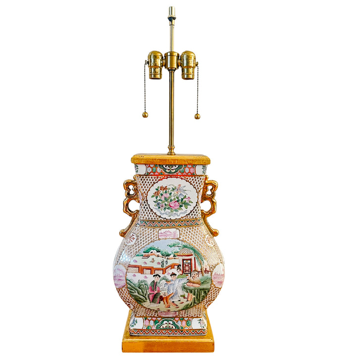 Large 1980s Mario Buatta for Frederick Cooper Chinoiserie Table Lamp