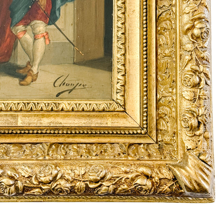 Mid-19th Century Italian Cavalier Portrait Oil Paintings in Ornate Giltwood Frames