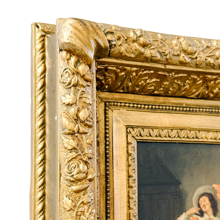 Mid-19th Century Italian Cavalier Portrait Oil Paintings in Ornate Giltwood Frames