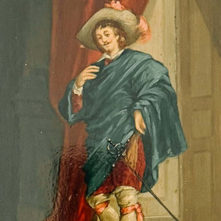 Mid-19th Century Italian Cavalier Portrait Oil Paintings in Ornate Giltwood Frames