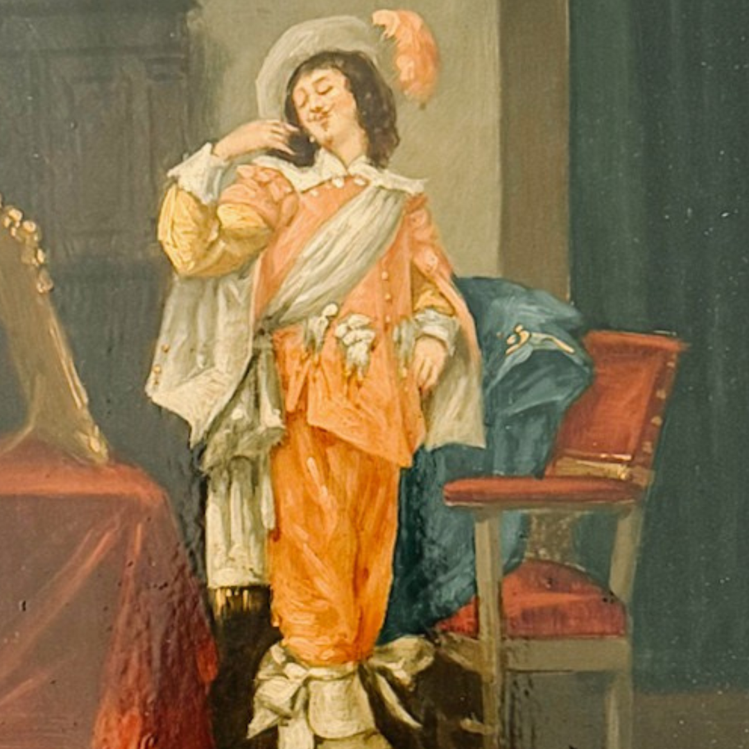 Mid-19th Century Italian Cavalier Portrait Oil Paintings in Ornate Giltwood Frames