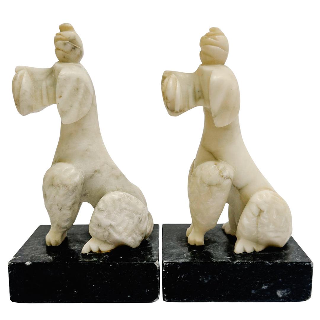 Mid-Century Alabaster Poodle Bookends Made in Italy for Bullock's