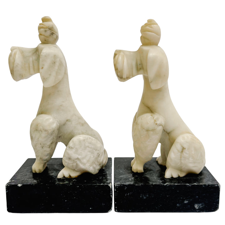 Mid-Century Alabaster Poodle Bookends Made in Italy for Bullock's