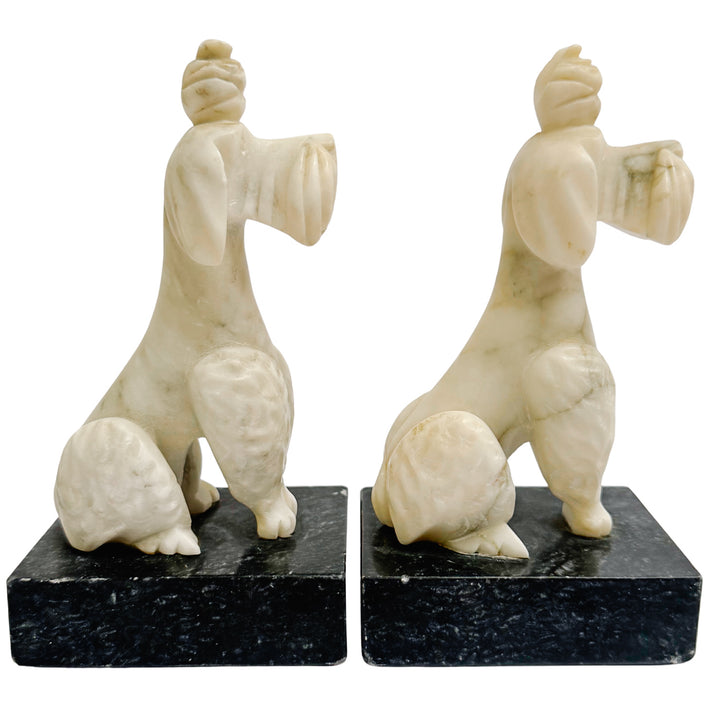 Mid-Century Alabaster Poodle Bookends Made in Italy for Bullock's