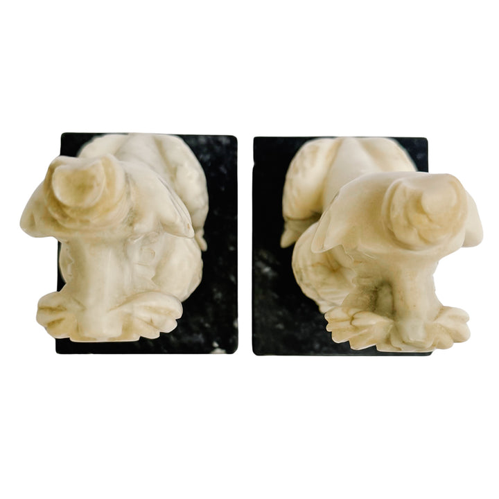 Mid-Century Alabaster Poodle Bookends Made in Italy for Bullock's
