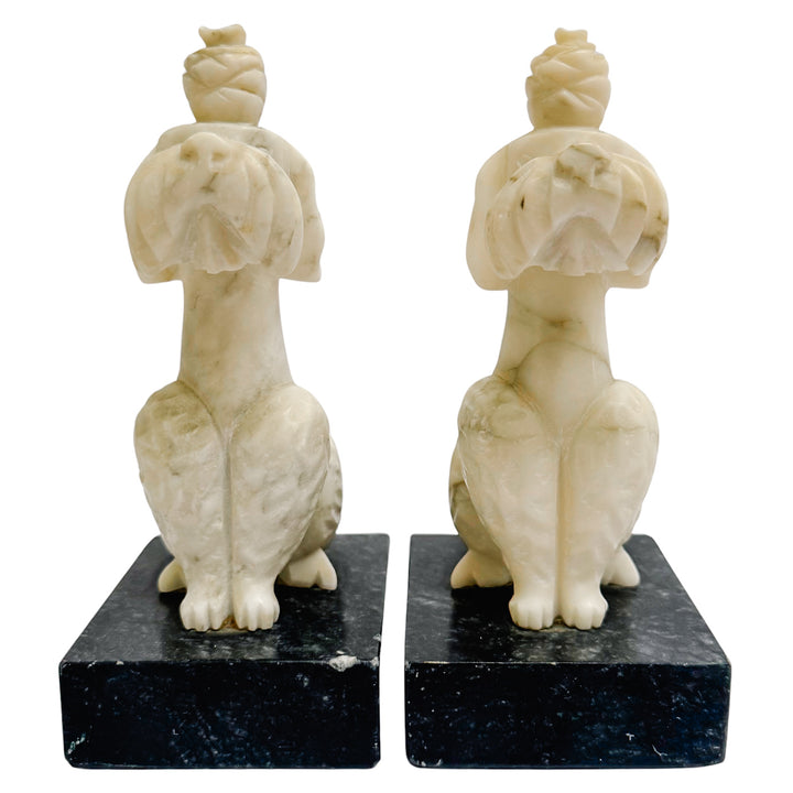 Mid-Century Alabaster Poodle Bookends Made in Italy for Bullock's