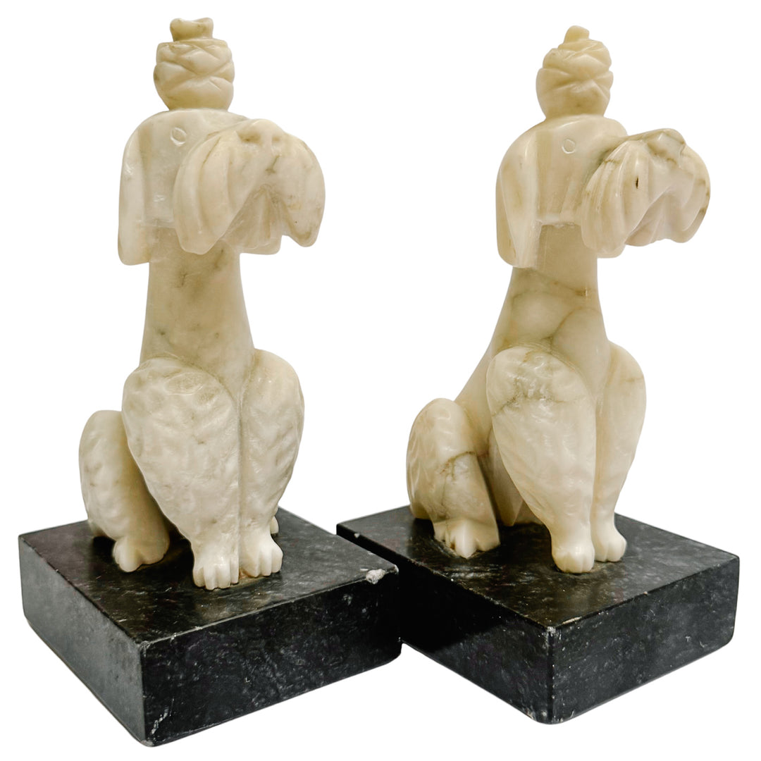Mid-Century Alabaster Poodle Bookends Made in Italy for Bullock's