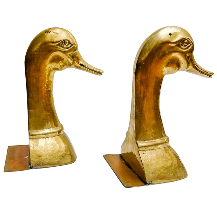 Mid-Century Brass Mallard Duck Head Bookends by Sarreid Spain