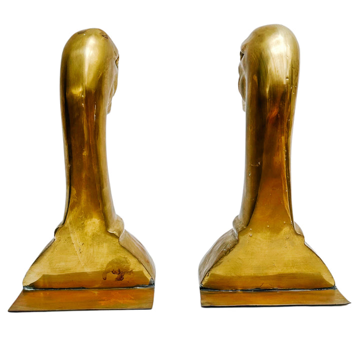 Mid-Century Brass Mallard Duck Head Bookends by Sarreid Spain