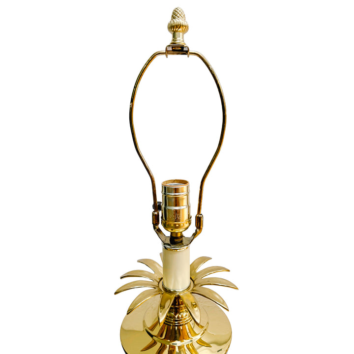 Mid-Century Hollywood Regency Brass and Cut Crystal Pineapple Table Lamps