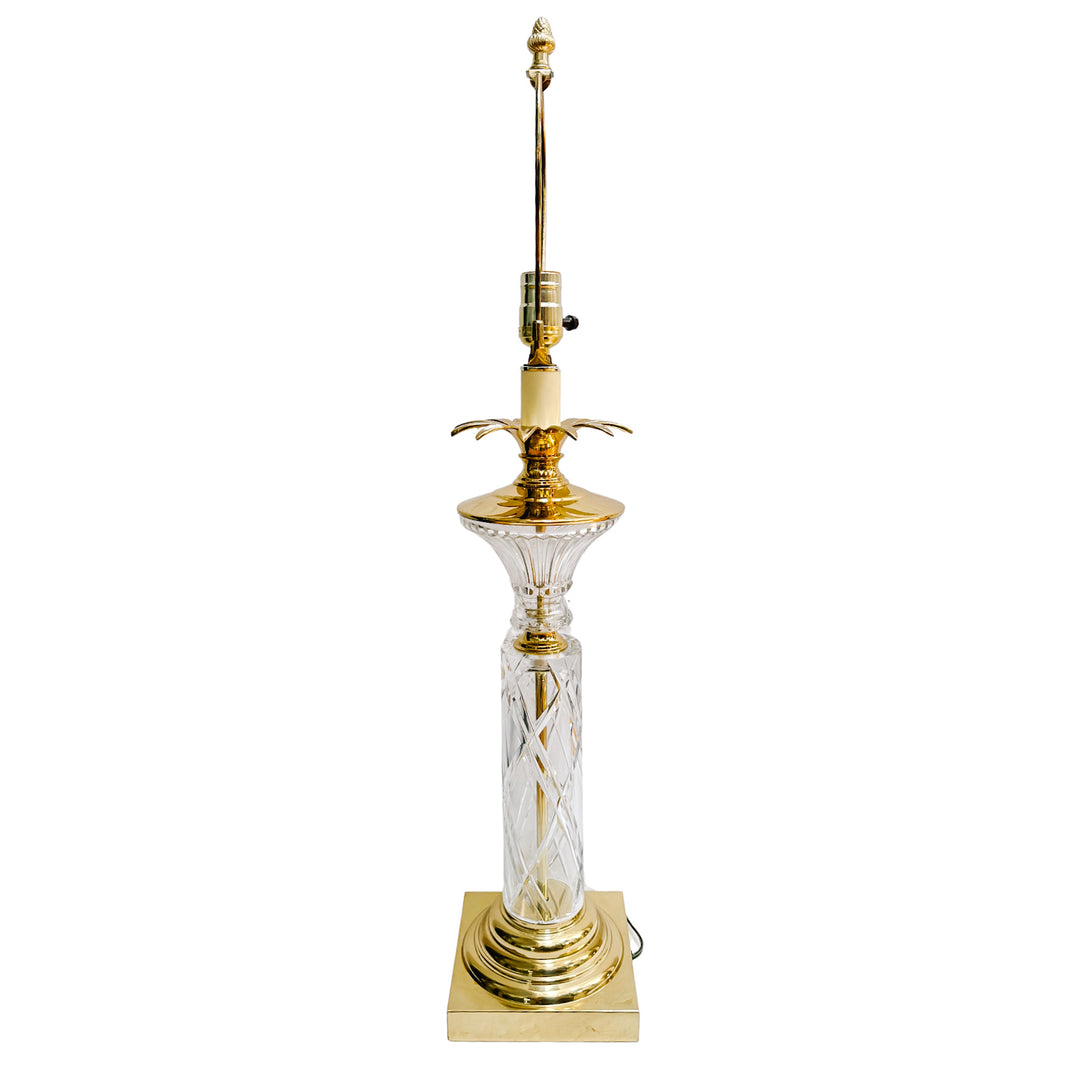Mid-Century Hollywood Regency Brass and Cut Crystal Pineapple Table Lamps