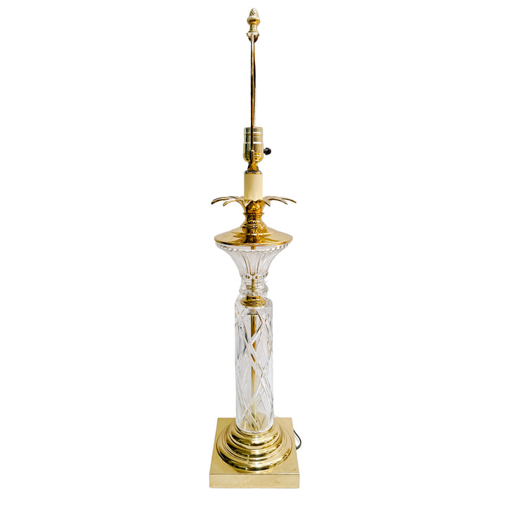 Mid-Century Hollywood Regency Brass and Cut Crystal Pineapple Table Lamps