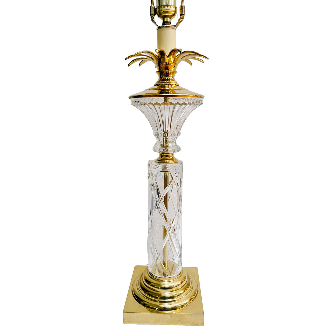 Mid-Century Hollywood Regency Brass and Cut Crystal Pineapple Table Lamps