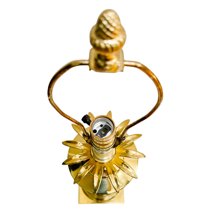 Mid-Century Hollywood Regency Brass and Cut Crystal Pineapple Table Lamps