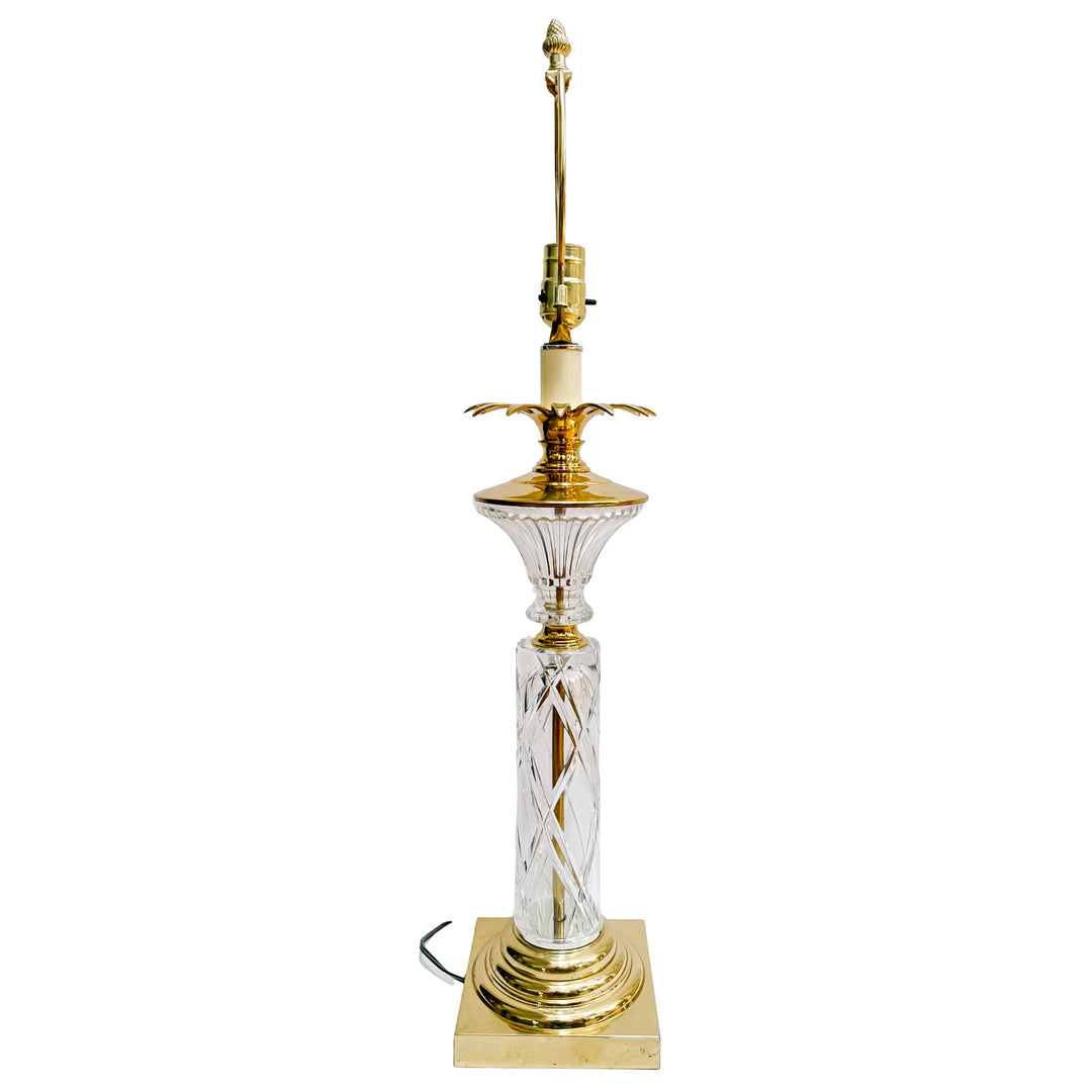 Mid-Century Hollywood Regency Brass and Cut Crystal Pineapple Table Lamps