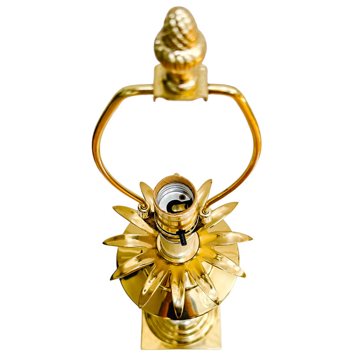 Mid-Century Hollywood Regency Brass and Cut Crystal Pineapple Table Lamps