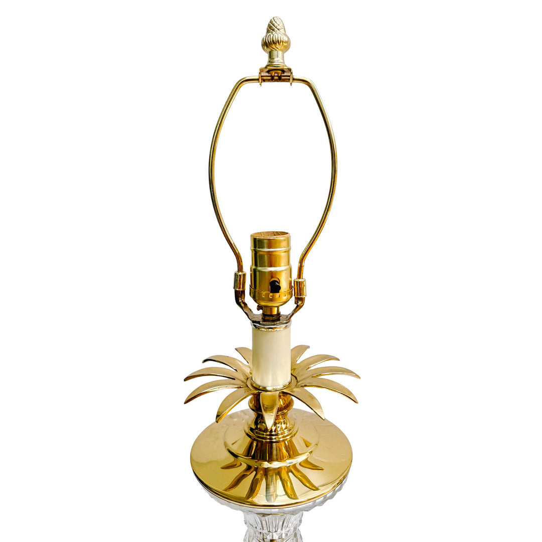 Mid-Century Hollywood Regency Brass and Cut Crystal Pineapple Table Lamps