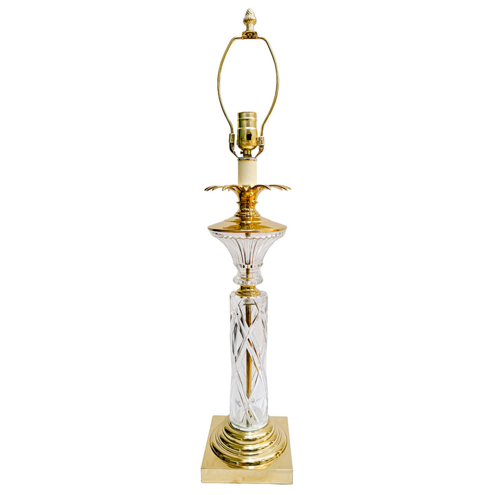 Mid-Century Hollywood Regency Brass and Cut Crystal Pineapple Table Lamps