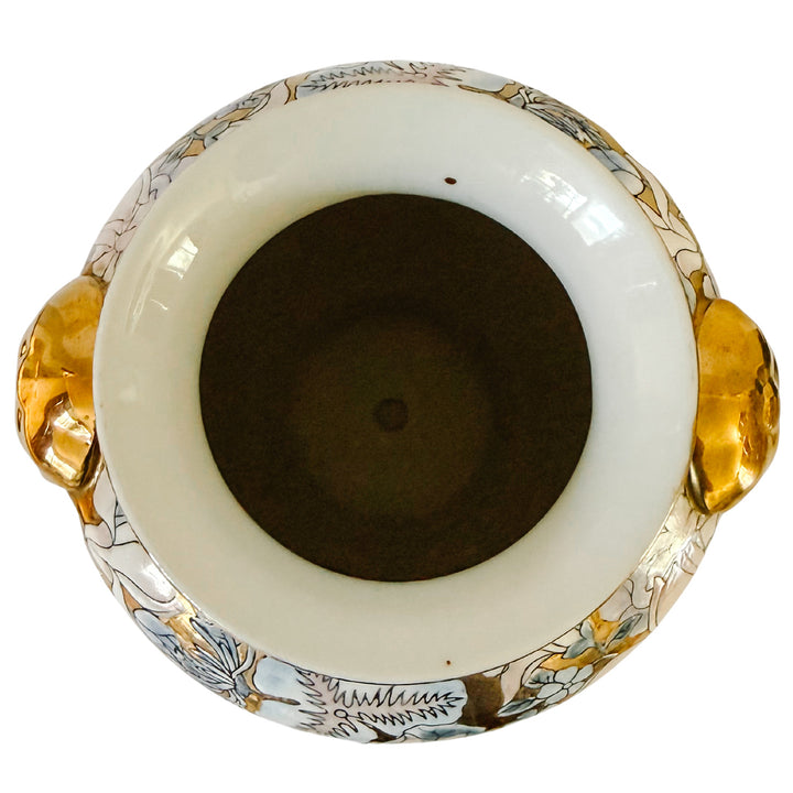 Mid-Century Macau Enameled Gold-Ground Lotus & Peony Vase / Lamp Base