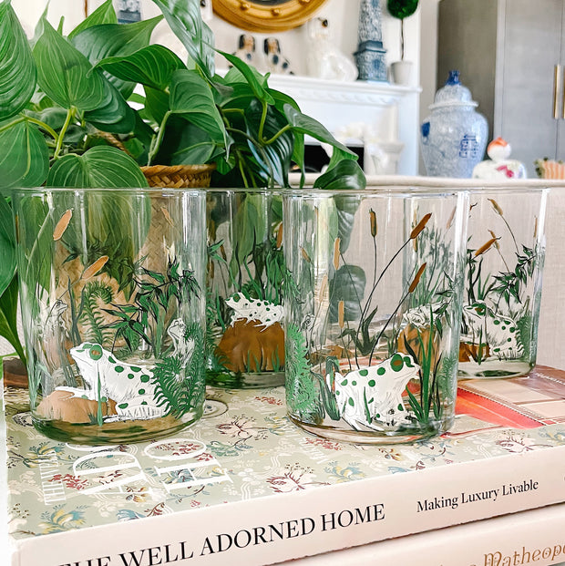 Mid-Century Modern Cera Frog Old Fashioned Glasses