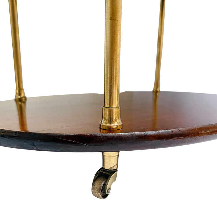 Mid-Century Modern Three-Tier Oval Bar Cart / Tea Trolley in Mahogany and Brass