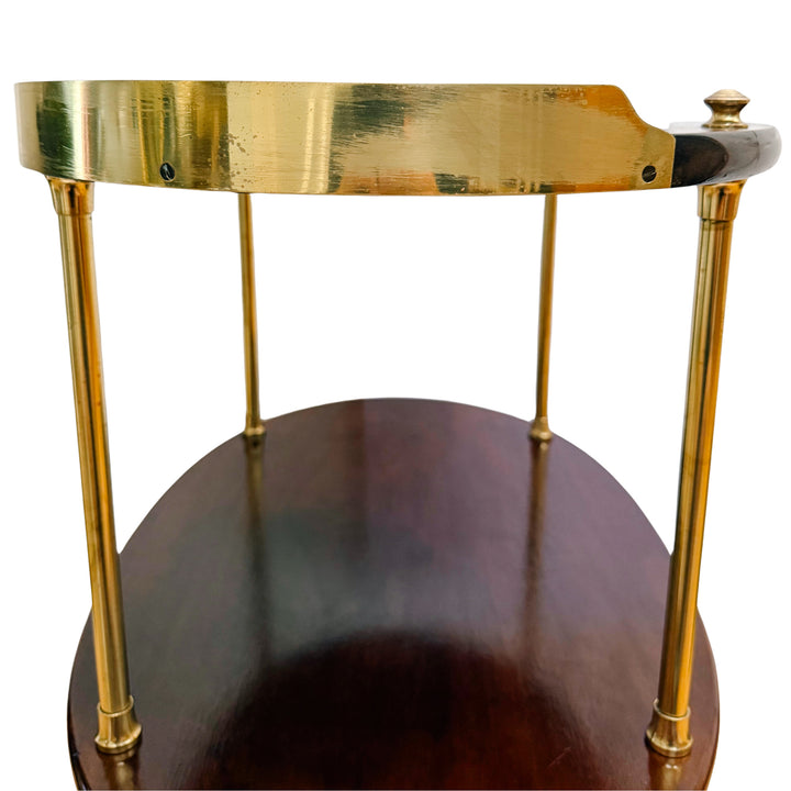 Mid-Century Modern Three-Tier Oval Bar Cart / Tea Trolley in Mahogany and Brass