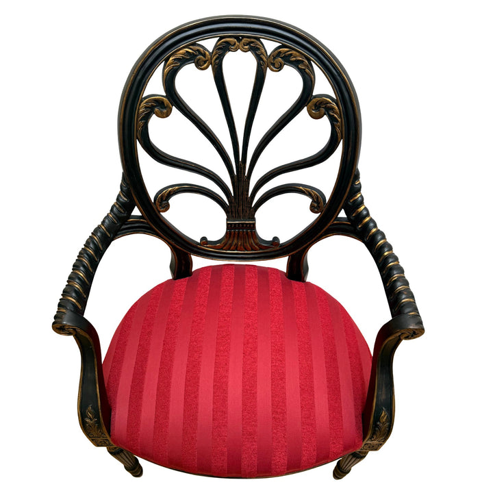 Mid-Century Neoclassical/Regency Revival Black & Gilt Anthemion Armchairs