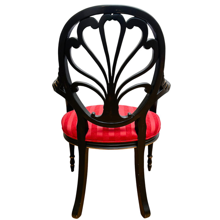 Mid-Century Neoclassical/Regency Revival Black & Gilt Anthemion Armchairs