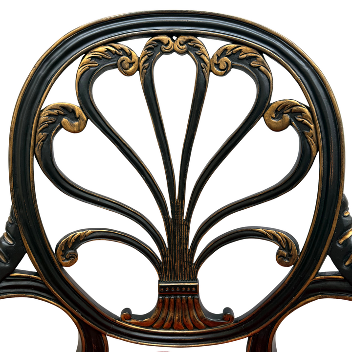 Mid-Century Neoclassical/Regency Revival Black & Gilt Anthemion Armchairs
