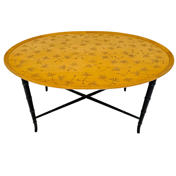 MCM Kittinger Oval Coffee Table on Lacquered Faux Bamboo Base (4)