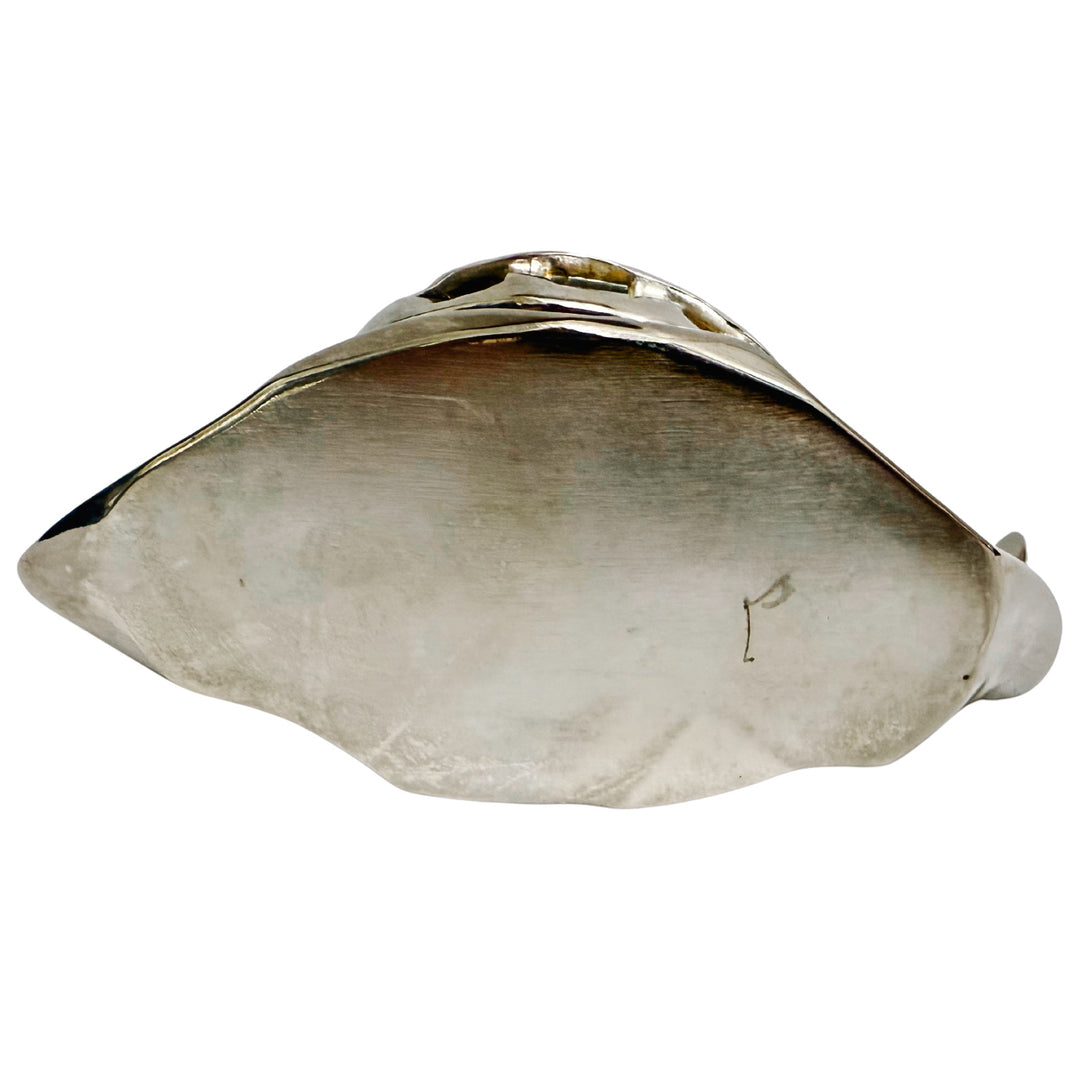 Mid-Century Silver-Plated Snail Caviar/ Butter Dish With Glass Liner & Spreader