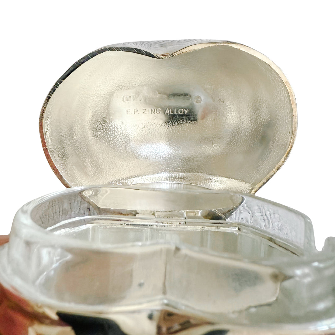 Mid-Century Silver-Plated Snail Caviar/ Butter Dish With Glass Liner & Spreader